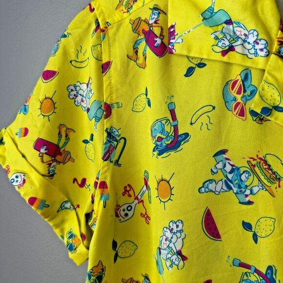 Disney Toy Story Summer Splash Vacation Hawaiin Button Down Shirt Women Small - Picture 2 of 4